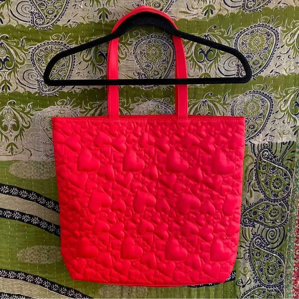 Kate Spade Fragrances Red Hearts Quilted Tote Bag